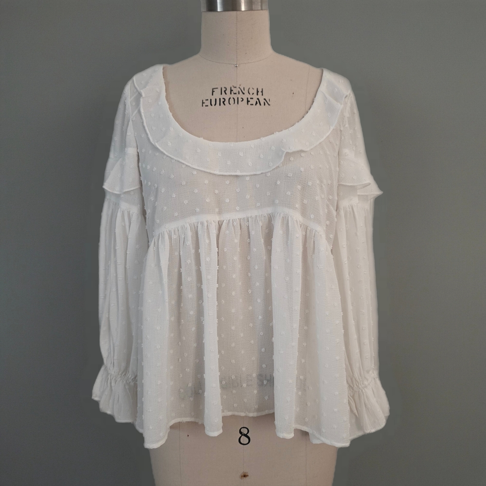 Anthropologie Ruffled Sheer Boho Blouse Small